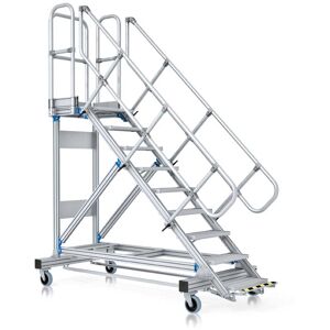 Zarges Plattformtreppe 60° mit Ergo-Stop, 600mm Stufenbreite 9 Stufen