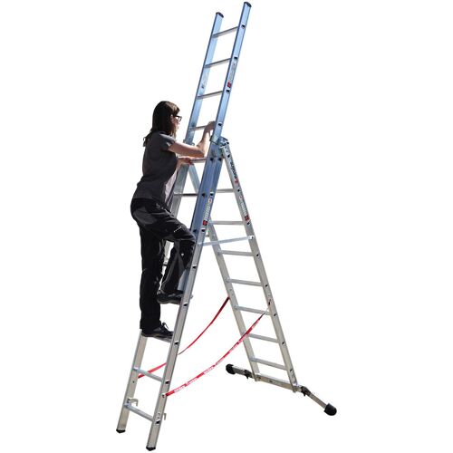 Euroline Premium 30766 Mehrzweckleiter, 3-teilig 3x10 Sprossen mit Vario-Traverse