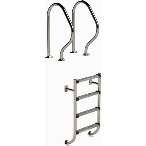 Eichenwald Ideal Edelstahl Eichenwald Poolleiter Modell 58 Geteilte Leiter mit 2 Griffbögen Leiterlänge 1224mm 4 Stufen
