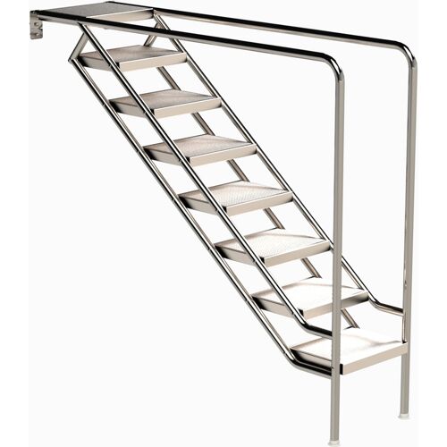 Eichenwald Ideal Edelstahl Eichenwald Pooltreppe Modell 08.3 Miami nur Unterteil Beckentiefe 1999mm 8 Edelstahl-Waffelblech-Stufen