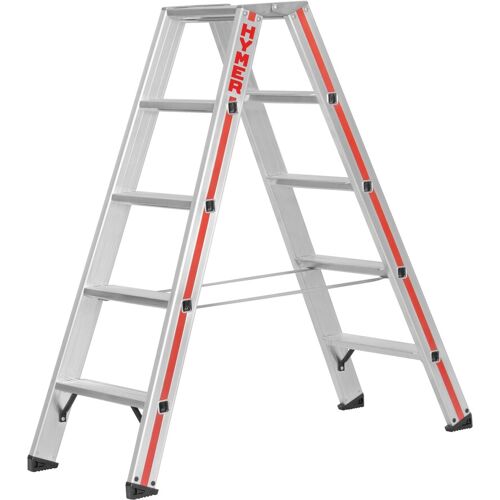 Hymer Stufenstehleiter mit Alu-Druckguss Gelenk 2x5 Stufen