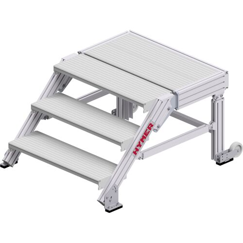 Hymer Treppenpodest mit großflächigerPlattform und 2 Rollen 800mm Stufenbreite 3 Stufen
