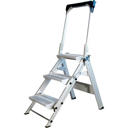 Iller Leiter Iller Sicherheitstreppe Stufentritt klappbar mit 5 stabilen Aluminium Stufen mit Bügel