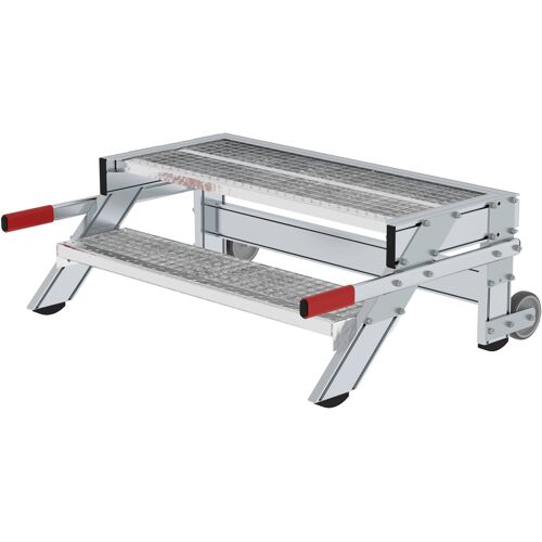 Munk Günzburger Steigtechnik MUNK Arbeitspodest fahrbar Stahl-Gitterrost 1000mm Stufenbreite 2 Stufen