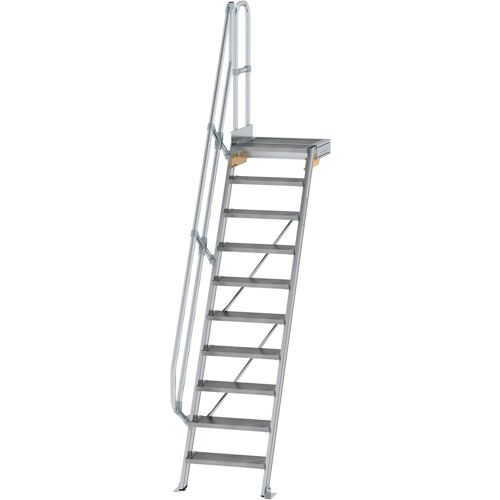 Munk Günzburger Steigtechnik MUNK Treppe mit Plattform 60° inkl. einen Handlauf, 600mm Stufenbreite, 10 Stufen