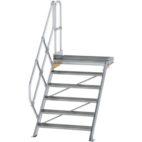 Munk Günzburger Steigtechnik MUNK Treppe mit Plattform 45° inkl. einen Handlauf, 1000mm Stufenbreite, 6 Stufen