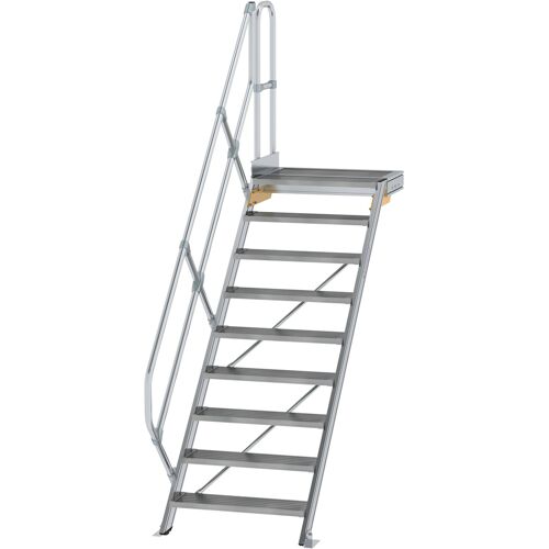 Munk Günzburger Steigtechnik MUNK Treppe mit Plattform 45° inkl. einen Handlauf, 800mm Stufenbreite, 9 Stufen