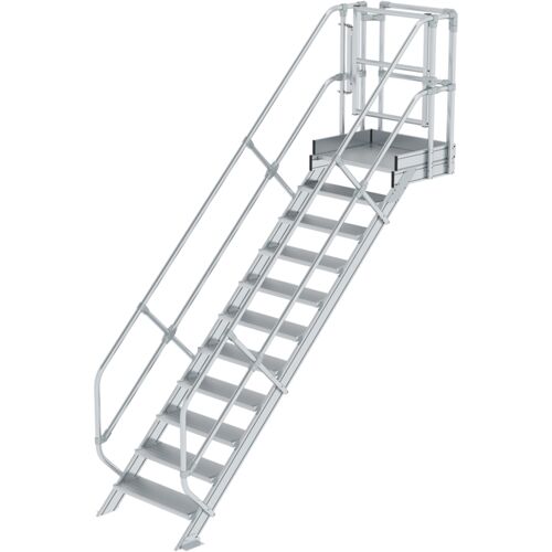 Munk Günzburger Steigtechnik MUNK Treppen-Modul 2290mm Plattformoberkante Aluminium geriffelt 11 Stufen