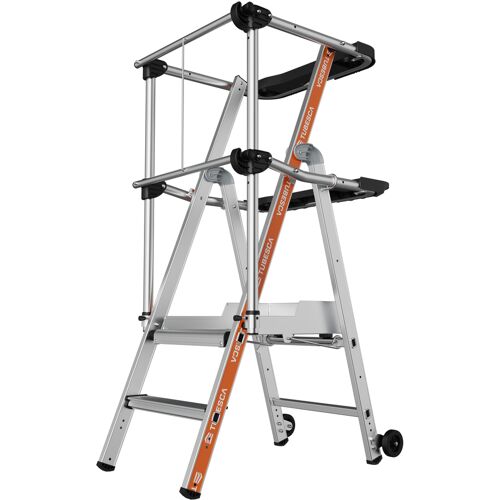 Siedra-Leitern Siedra Stufen Plattformleiter mit Fallschutzschienen und halbautomatischem Schließmechanismus 2 Stufen