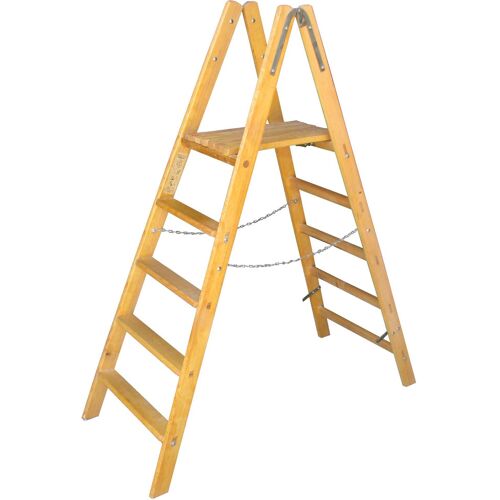 Theimer Holz Stehbrettleiter mit 2x14 Sprossen und Stufen