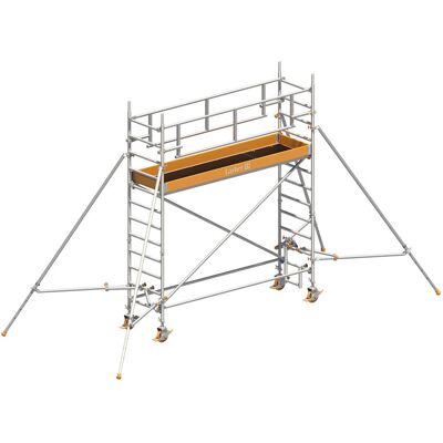 Layher Rollgerüst Uni Standard P2 Safety Plus mit Doppelgeländer und Gerüststützen 4,20m AH Layher Rollgerüst Uni Standard P2 Safety Plus mit Doppelgeländer und Gerüststützen 4,20m AH