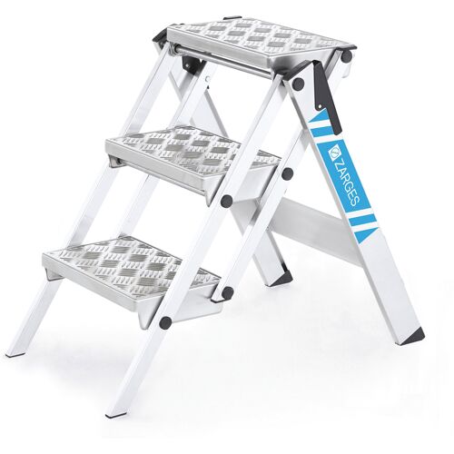 Zarges Sicherheitstreppe Plazatec P klappbar mit Riffelblechbelag und Arretierungbügel 3 Stufen