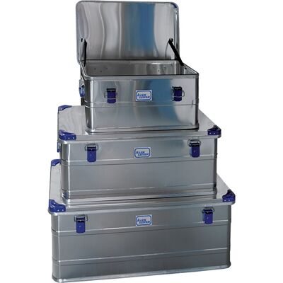Iller Leiter Iller Aluminiumbox 3in1-Set mit 3 Boxen mit Stapelecken und 49-146l Volumen Iller Leiter Iller Aluminiumbox 3in1-Set mit 3 Boxen mit Stapelecken und 49-146l Volumen