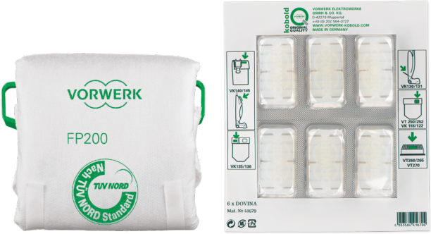 Vorwerk Kobold FP200 Filtertüten und Dovina Duftchips (je 6 Stk.)