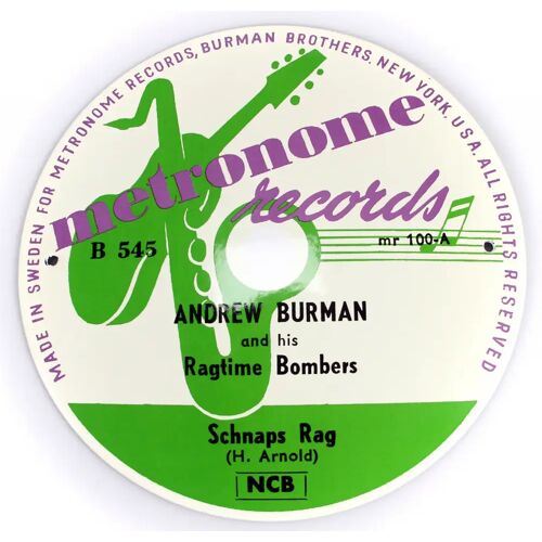 Andrew Burman - Schnaps Rag - Metronome Records (Emailleschild 25cm - 10inch)