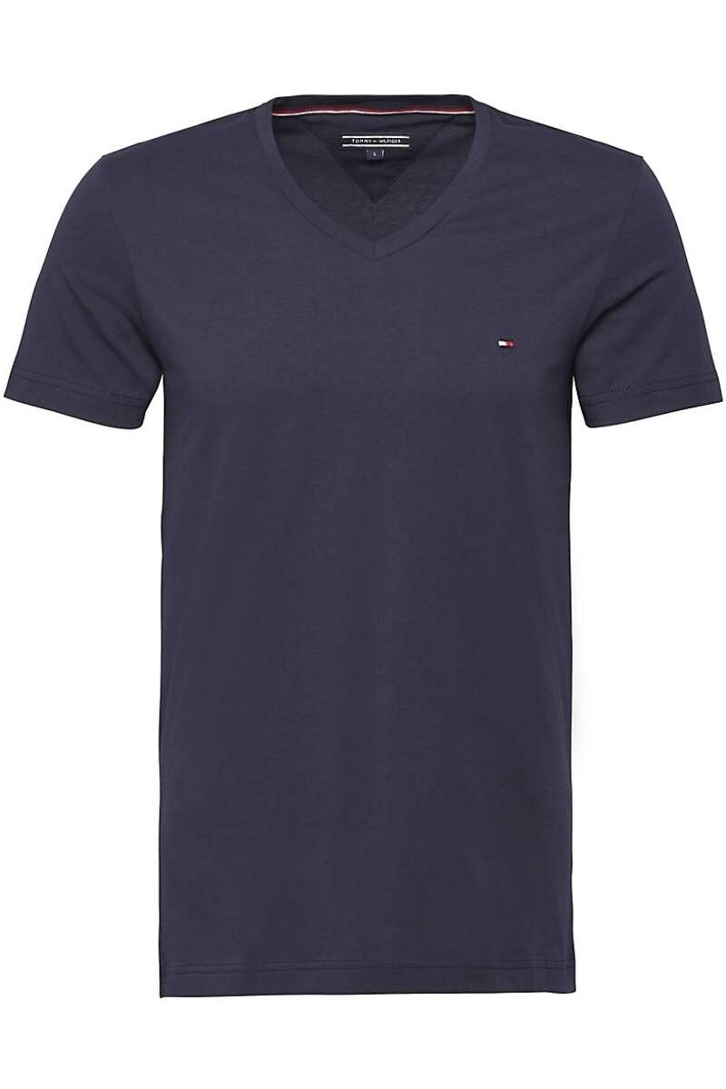 Tommy Hilfiger Slim Fit T-Shirt V-Ausschnitt navy, Einfarbig