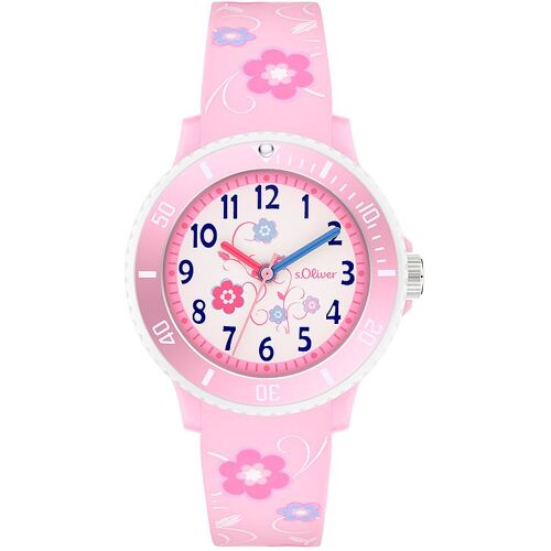 s.Oliver Kinderuhr mit süßem Blumenprint SO-4499-PQ
