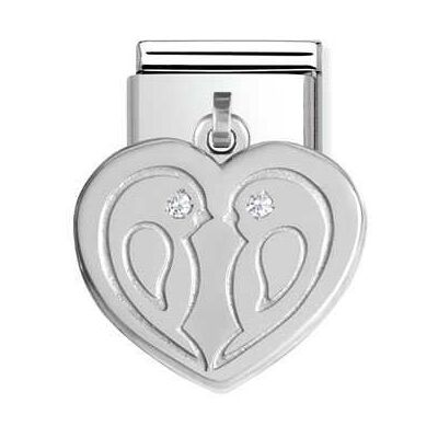 Nomination Classic - Composable Classic Charm - Silber, Zirkonia - Herz mit Tauben - 031710/31 Nomination Classic - Composable Classic Charm - Silber, Zirkonia - Herz mit Tauben - 031710/31