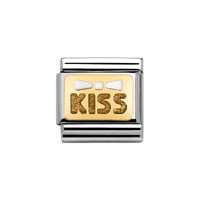 Nomination Classic - Emaille, Gold - Weiße Schleife KISS- 030280/35 Nomination Classic - Emaille, Gold - Weiße Schleife KISS- 030280/35