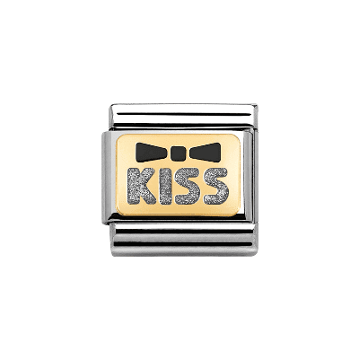 Nomination Classic - Emaille, Gold - Schwarze Schleife KISS - 030280/36 Nomination Classic - Emaille, Gold - Schwarze Schleife KISS - 030280/36