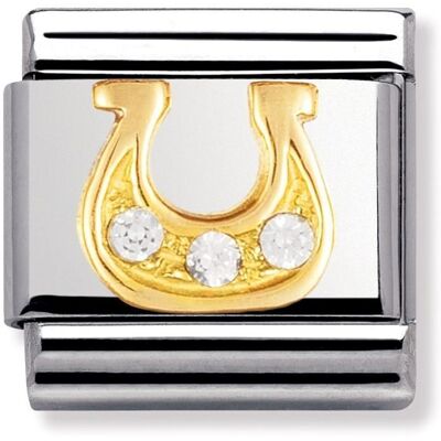 Nomination Classic - GOOD LUCK Edelstahl, 18K-Gold und Cubic Zirc. (Hufeisen DANISCH WEISS) Nomination Classic - GOOD LUCK Edelstahl, 18K-Gold und Cubic Zirc. (Hufeisen DANISCH WEISS)