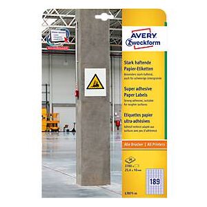 Avery Zweckform Etiketten L7871-20, stark haftend, geeignet für Inkjet-& Laserdrucker, 25,4 x 10 mm, 3780 Stück/20 A4-Bogen, 100 % FSC®-Papier, weiß