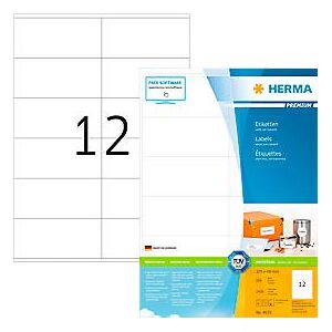Herma Premium-Adressetiketten Nr. 4635, 105 x 48 mm, selbstklebend, permanenthaftend, bedruckbar, Papier, weiß, 2400 Stück auf 200 Blatt