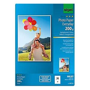 Sigel Inkjet-Fotopapier Everyday, A4, 200g/qm, 50 Blatt