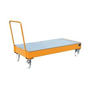 Bauer Stahl-Auffangwanne mit Rollen + Griff, 1800 x 800 mm, orange RAL 2000