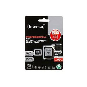 Intenso - Flash-Speicherkarte (microSDXC-an-SD-Adapter inbegriffen) - 64 GB - UHS Class 1 / Class10 - microSDXC UHS-I