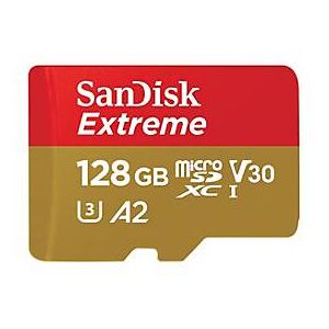 SanDisk Extreme - Flash-Speicherkarte (microSDXC-an-SD-Adapter inbegriffen) - 128 GB - A2 / Video Class V30 / UHS-I U3 / Class10 - microSDXC UHS-I