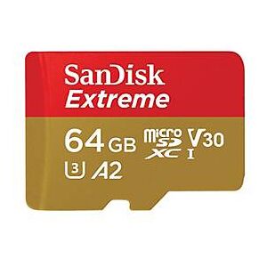 SanDisk Extreme - Flash-Speicherkarte (microSDXC-an-SD-Adapter inbegriffen) - 64 GB - A2 / Video Class V30 / UHS-I U3 / Class10 - microSDXC UHS-I