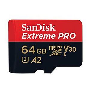 SanDisk Extreme Pro - Flash-Speicherkarte (microSDXC-an-SD-Adapter inbegriffen) - 64 GB - A2 / Video Class V30 / UHS-I U3 / Class10 - microSDXC UHS-I