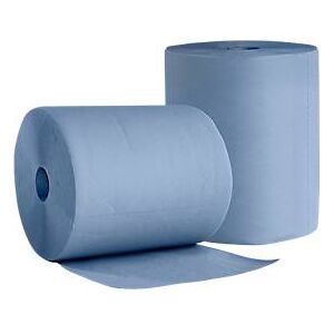 WIPEX Putzpapier BlueTech, universell einsetzbar, 2-lagig, Recyclingpapier, blau, 2 Rollen mit Kern-Ø 200 mm & 500 Tüchern, Tuchformat 220 x 360 mm