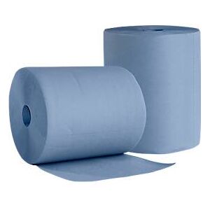 WIPEX Putzpapier BlueTech, universell einsetzbar, 3-lagig, Recyclingpapier, blau, 2 Rollen mit Kern-Ø 280 mm & 500 Tüchern, Tuchformat 380 x 360 mm