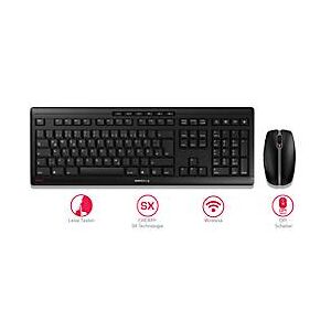 Funktastatur mit Maus CHERRY STREAM DESKTOP, extraleise QWERTZ-Tastatur, Maus mit 6 Tasten & Scrollrad, 1000-2400 dpi, bis 10 m, USB-Empfänger, schwarz