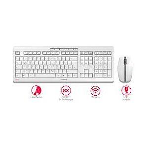 Funktastatur mit Maus CHERRY STREAM DESKTOP, extraleise QWERTZ-Tastatur, Maus mit 6 Tasten & Scrollrad, 1000-2400 dpi, bis 10 m, USB-Empfänger, weiß