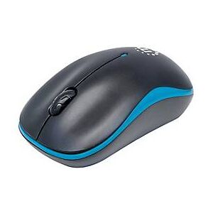 Manhattan Success Wireless Mouse, Black/Blue, 1000dpi, 2.4Ghz (up to 10m), USB, Optical, Three Button with Scroll Wheel, USB micro receiver, AA battery (included), Low friction base, Three Year Warranty, Blister - Maus - RF - Schwarz/Blau