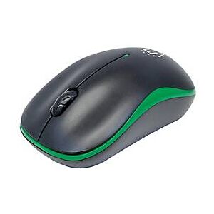 Manhattan Success Wireless Mouse, Black/Green, 1000dpi, 2.4Ghz (up to 10m), USB, Optical, Three Button with Scroll Wheel, USB micro receiver, AA battery (included), Low friction base, Three Year Warranty, Blister - Maus - RF - Schwarz/Grün