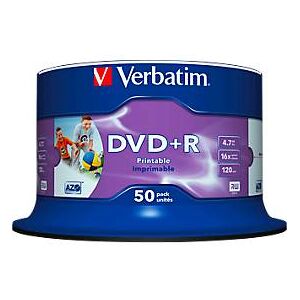 Verbatim DVD+R AZO Wide Inkjet Printable, Kapazität 4,7 GB,  50er-Spindel