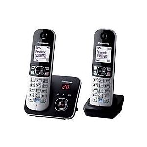 Panasonic KX-TG6822 - Schnurlostelefon - Anrufbeantworter mit Rufnummernanzeige - DECT - Schwarz + zusätzliches Handset