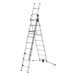 Vielzweckleiter Hailo S100 ProfiLOT, EN 131, LOT-System, Treppen verstellbar bis 540 mm, bis 150 kg, 2 x 9 + 1 x 8