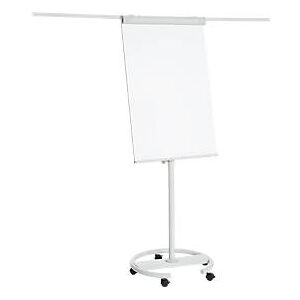 Franken Flipchart ECO Mobil F2400/N, 5 Rollen, höhenverstellbar, magnethaftend, 2 Seitenarme, Ablageschale, Kunststoff & Metall, Tafel 680 x 1050 mm