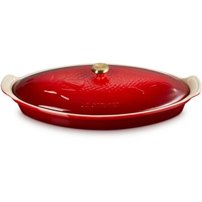 Le Creuset Fischbackform mit Deckel 34 cm Tradition Kirschrot Le Creuset Fischbackform mit Deckel 34 cm Tradition Kirschrot