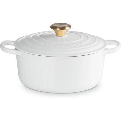 Le Creuset Signature 24cm Gusseisen Runder Bräter - Weiß Le Creuset Signature 24cm Gusseisen Runder Bräter - Weiß