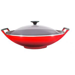 Le Creuset Wok mit Glasdeckel 36 cm kirschrot