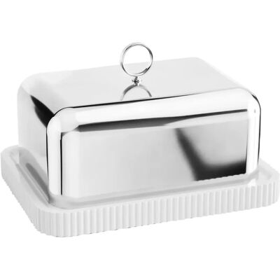 Georg Jensen Bernadotte - Edelstahl & Porzellan - Silber - Butterdose Georg Jensen Bernadotte - Edelstahl & Porzellan - Silber - Butterdose