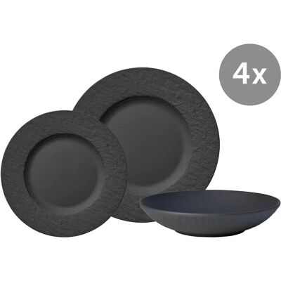 Villeroy & Boch Set Manufacture Rock Speiseteller, Frühstücksteller, Schale, 12-tlg. Villeroy & Boch Set Manufacture Rock Speiseteller, Frühstücksteller, Schale, 12-tlg.
