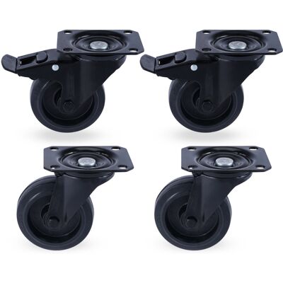 Riggatec Lenkrollensatz 100mm Black Wheel 2x Mit Bremse, 2x Ohne Bremse Riggatec Lenkrollensatz 100mm Black Wheel 2x Mit Bremse, 2x Ohne Bremse