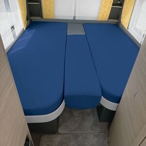 Erwin Müller Multi-Stretch-Jersey Spannbettlaken im 3-teiligen Set für das Wohnmobil/Wohnwagen Heckbett blau 70x190 cm - 85x210 cm (2x) + 35x130-50x145